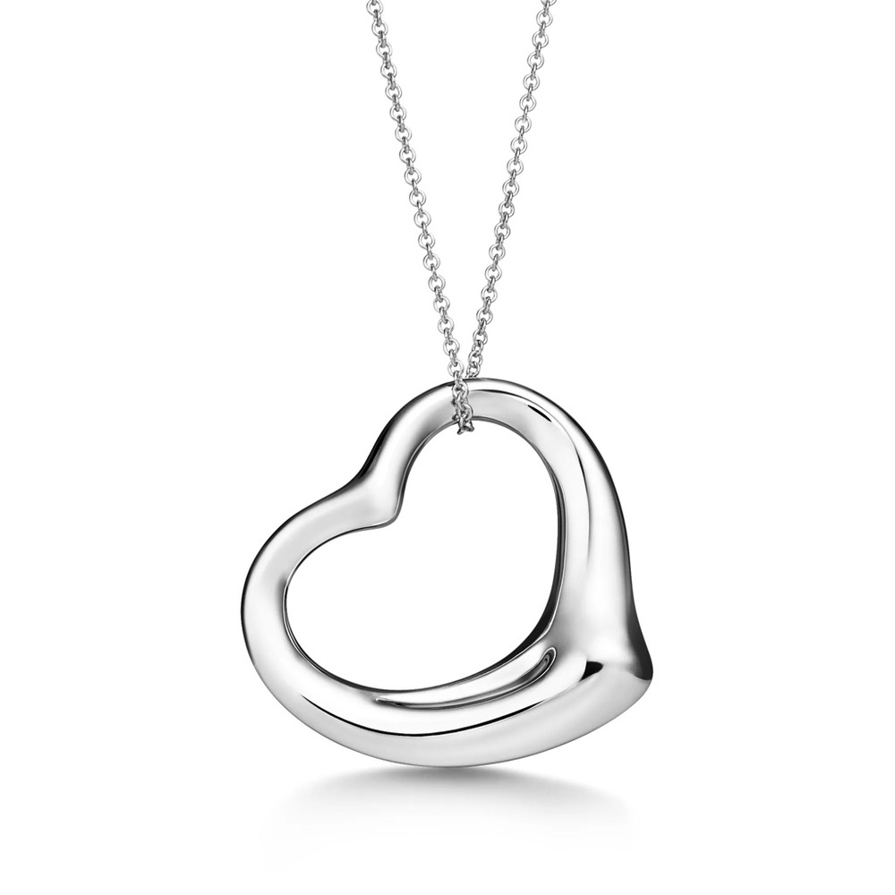 AUTHENTIC TIFFANY Open Heart Pendant in 925 purity Sterling Silver. Good preown